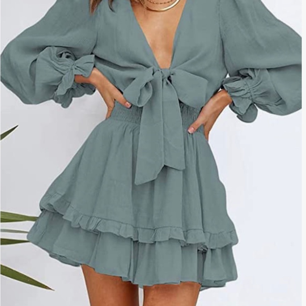 Chiffon Short flowy  Dress/light blue